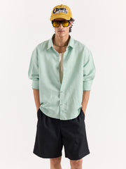 Mint Green Linen Cropped Shirt